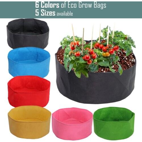 RBCFHI 6 Colors 12 Sizes of 1MM Thickness Round Fabric Grow Bags Economic Breatheable Garden Planting Containers Pot for Flowers