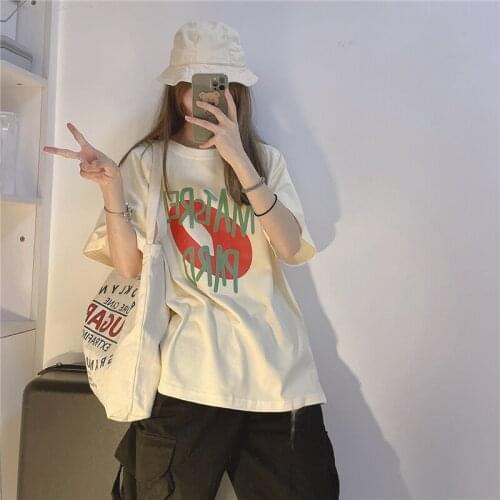 Summer 2021 New American Street T-Shirt Womens Short-Sleeved Original Japanese Tops Hip-Hop Vintage Womens Tops
