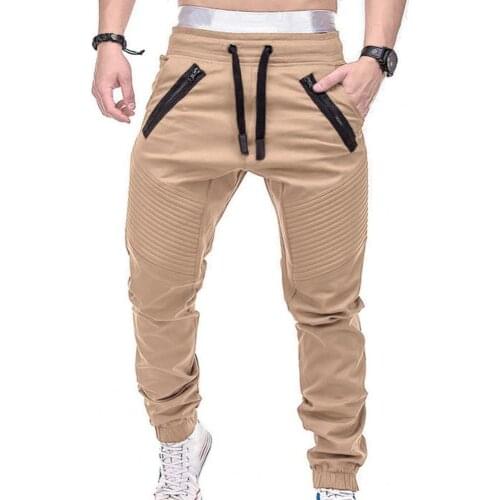 Men Fashion Drawstring Zip Strips Pockets Ankle Tied Long Pants Sports Trousers Cylinder Active Pants Gym Workout Jogging