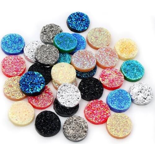 New Fashion 50pcs 12mm Mix Color Ore Style Flat Back Resin Cabochons Cameo