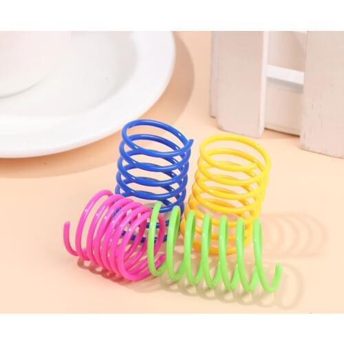 New 4Pcs Cute Plastic Spring Toys Kitten Pet Accessories Colorful Springs Cat Toy Playing Toys Cat