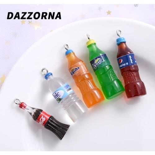New 5clors 10Pcs/Pack Cartoon Cute Drink Bottle Shape Acrylic Pendants Charm Pendants For Jewelry Makeing Diy Handmade Bracelet