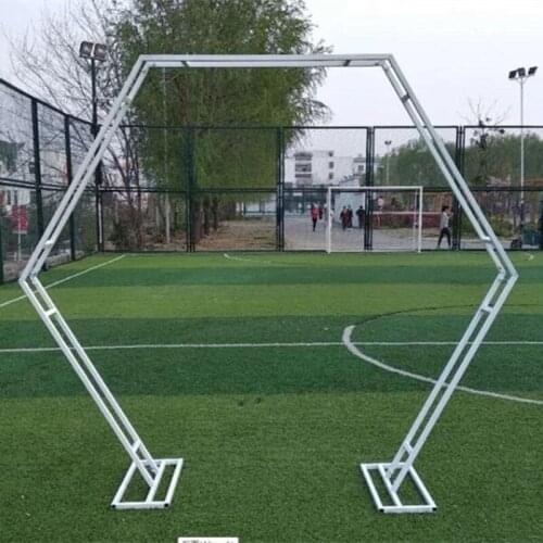New Wedding Props Geometric Iron Double-Pole Hexagon Arch Gold Stand Party Backdrop Deco Outdoor Lawn Layout