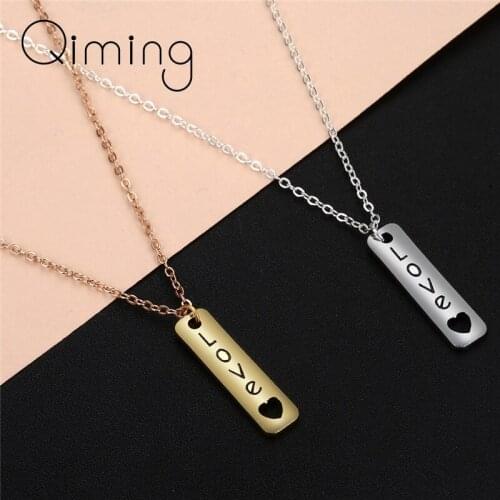 2020 Handmade Vertical Love Tag Necklace Women Men Sweet Couple Jewelry Silver Gold Chains Wedding Necklaces Chokers Gift