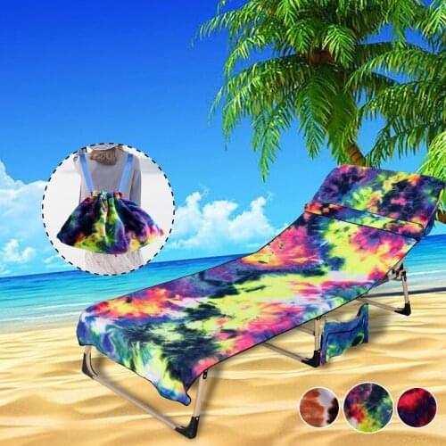 Portable Beach Chair high quality Long Towel Strap Beach Bed Chair Towel Cover With Pocket For Summer Outdoor Pool Lounger Cover