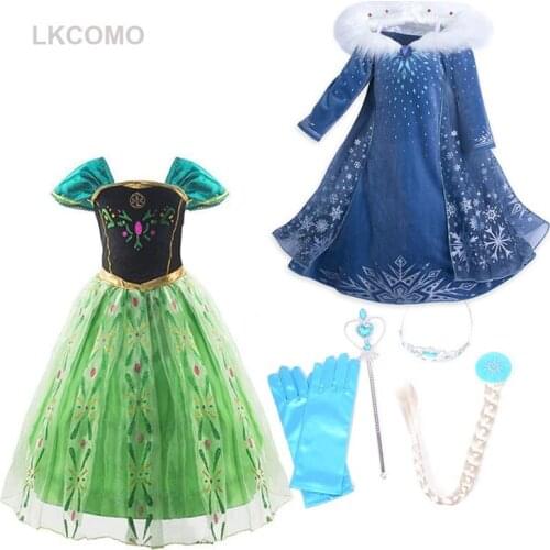 Halloween Girls Cosplay Princess Dress Children Christmas Snow Queen Costume Kids elza Birthday Party Holiday Dress Gift