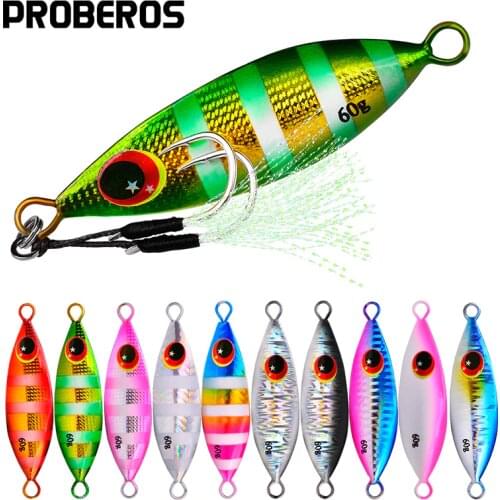 PROBEROS 5Pcs/lot Metal Jig Spoon Lures 10g-20g-30g-40g-60g Artificial Baits Shore Slow Jigging Hard Lead Bass Fishing Lures