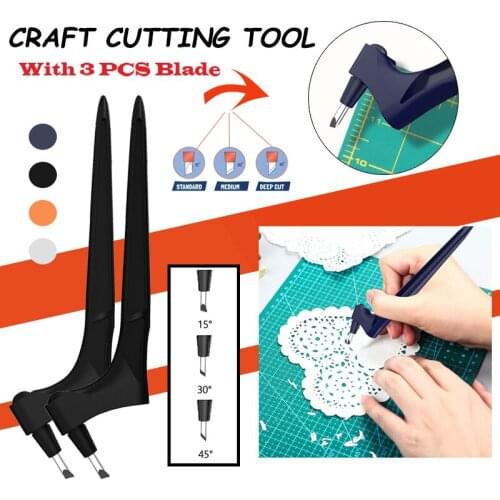DIY Art Cutting Tool With 3 Heads Craft Cutting Kinfe 360 Degree Stainless Steel Rotating Blade Cutter Paper Knife Accessories