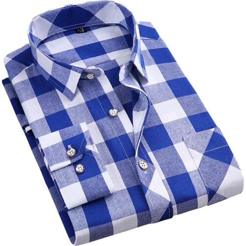 New long sleeve Thin mens casual plaid shirts fashion soft square collar business male leisure tops checkered shirts for men