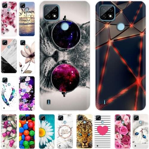For Realme C21 Case Silicone Soft Tpu Back for OPPO Realme C21 C 21 Phone Cover RealmeC21 2021 6.5'' bumper Etui Funda flower