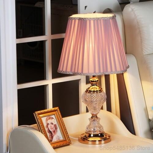 Modern European Glass Table Lamps Pink Lamps Living Room Bedroom Bedside Lamp Crystal Stand light Home Art Deco Light Fixtures
