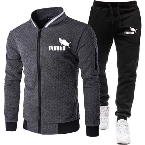 Autumn Winter New Pumba Mens Sets Zipper Hoodie+Pants Pieces Casual Tracksuit Male Sportswear Fitness Brand Clothing Sweat Suit