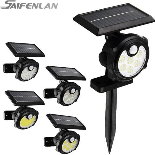 LED Ground Plug Light 3 Modes Smart Sensor Solar Powered Garden Spotlight Outdoor Wall Waterproof Lamp COB LED Solar Lamps