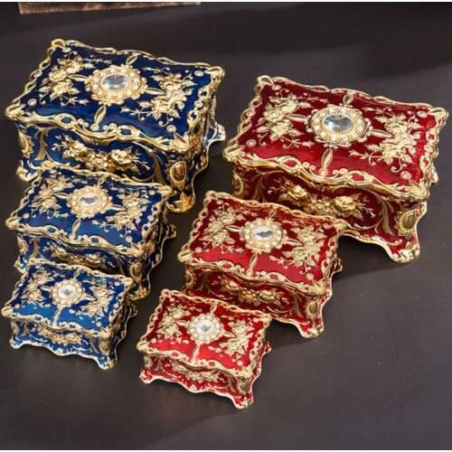 Vintage Rectangle Trinket Box Jewelry Box Ornate Antique Engraved Jewerly Storage Box