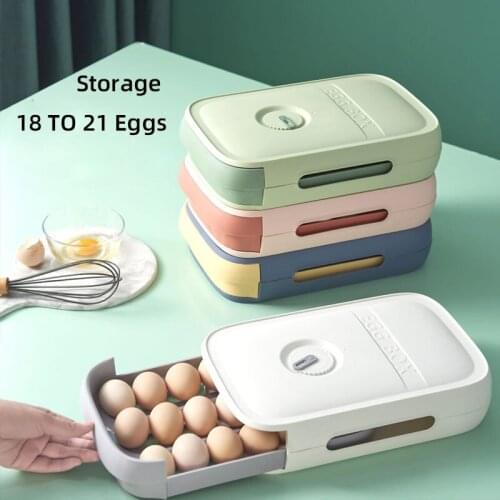 Pull-push Egg Storage Box 18 to 21 Eggs Holder Case for Refrigerator Household Drawer Fresh-keeping Egg Storage Boxes Organizer