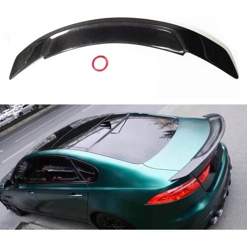 For Jaguar XF 2016-2020 Real Carbon Fiber Tailgate Window Upper Splitter Lip Trim Trunk Rear Spoiler Wing