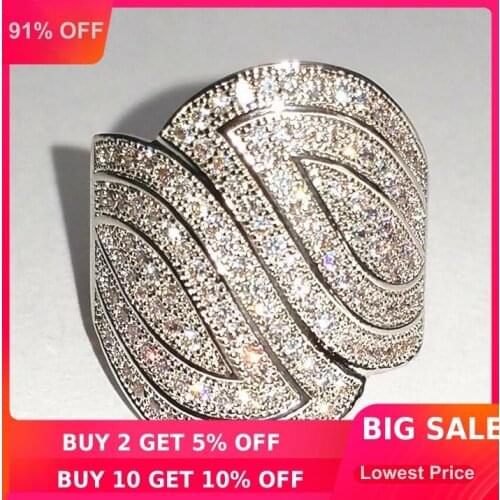 Choucong Pave set 100PCS Stone 5A Zircon stone 10KT White Gold Filled Wedding Band Ring For Women Sz 5-11 Gift