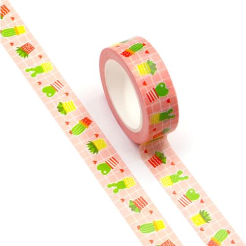 1PC 15MM*10M Succulent Plants Designs Washi Tape Wide Sticky Adhesive Tape Scrapbooking Album DIY Decorative Paper Tape