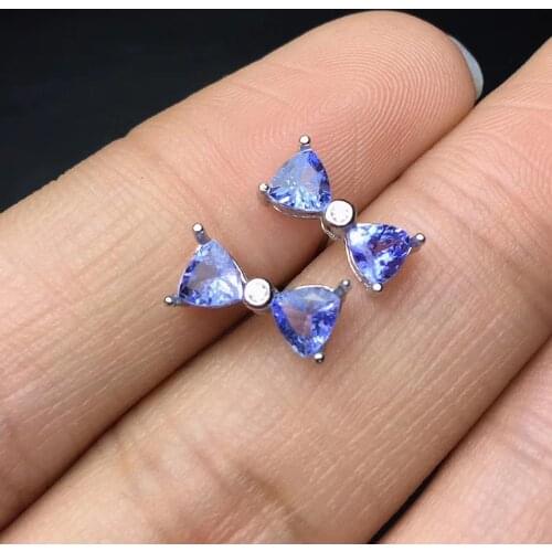 100% Natural and real Tanzanite Earring 925 sterling silver Fine jewelry Female Engagement Jewelry