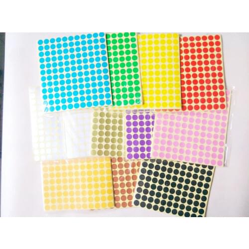 15sheets mul sizes dot sticker label small Circle paper label sticker Colorful Round Adhesive dot label sticker