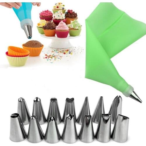Kitchen Accessories 16Pcs Icing Piping Cream Pastry Bag Stainless Steel Nozzle DIY Cake Decorating Tips Set Cookie Kitchen tools