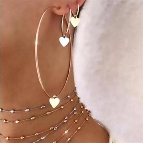 3 Pcs Fashion Large Hoop Earrings 2cm-6cm Smooth Love Heart Earrings Round Brincos Loop Earrings For Women Party Gifts