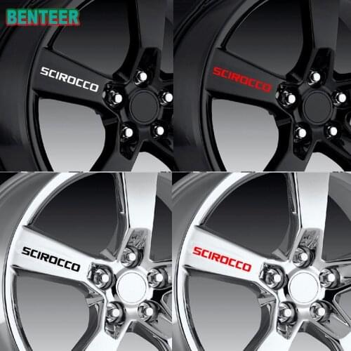 4pcs Car Wheels Rims Decal Sticker For VW VK Volkswagen GTI R Scirocco Auto Accessories