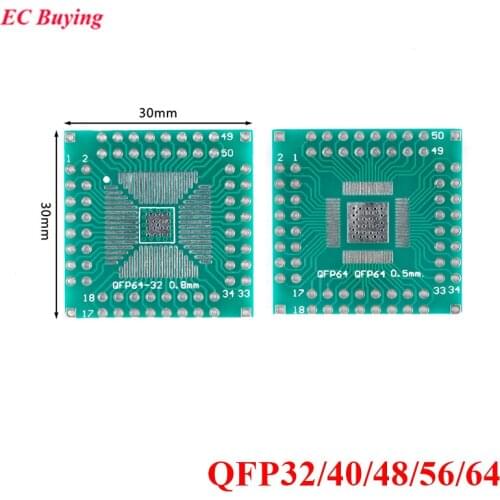 5PCS QFP 32 40 48 56 64 Transfer Board Adapter PCB Pinboard SMT SMD to DIP40 DIP32 DIP64 DIP Pin IC Test Plate 0.5mm 0.8mm Pitch