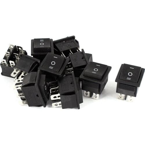 50 Pieces AC 250V 15A 125V 20A 6Pin DPDT ON/OFF/ON 3Position Rocker Switch Black