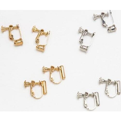 Earring Accessories Screw Ear Clip Non-Pierced Ear Converter With Loop Cabochon Base Blank Bezel Fit Earrings DIY Jewelry Making