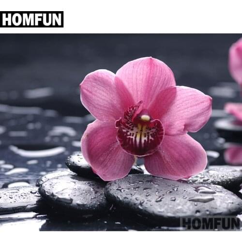 HOMFUN Full Square/Round Drill 5D DIY Diamond Painting "Orchid Stone" Embroidery Cross Stitch 5D Home Decor Gift A06709