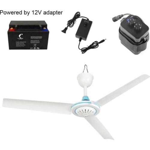 27.5” 35.4” 41.3” 47.2” Silent 12V Ceiling Fan Hanging Fan with 2.35m Cable for Camping Tent Outdoor Home No Switch