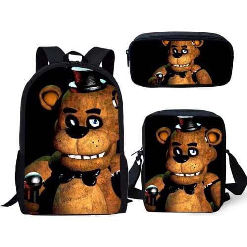 New Style 3pcs/set Five Night At Freddy Kids Baby School Bags FNAF Cartoon Children Backpacks for Boys Schoolbag Girls Bookbag