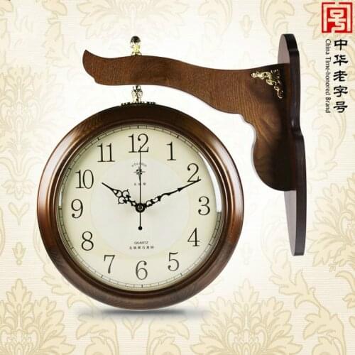 Double-sided Wooden Wall Clock Living Room Modern Design Wall Clocks Decorative Orologio Da Parete Home Decorations 50ZB50
