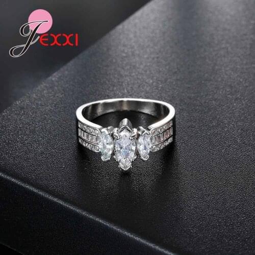 Hot 925 Sterling Silver Zircon Wedding Rings for Women White Engagement Ring with Stone Bridal Jewelry Woman Anillos Bague
