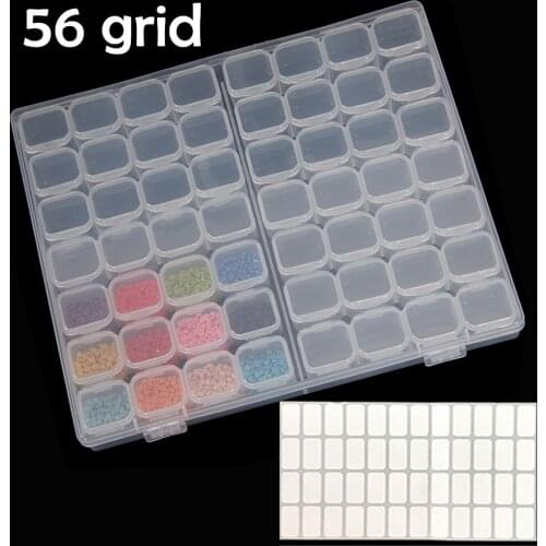 Diamond Painting Tool 56/28 Cells Plastic Storage Box Stickers Funnel Kits for Diamond Painting Embroidery Accessories Bead Case