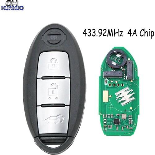 Car Smart Remote Key 3 Buttons fit for NISSAN Qashqai X-Trail Keyless Entry Controller for Continontal PULSAR 433.92MHz 4A Chip