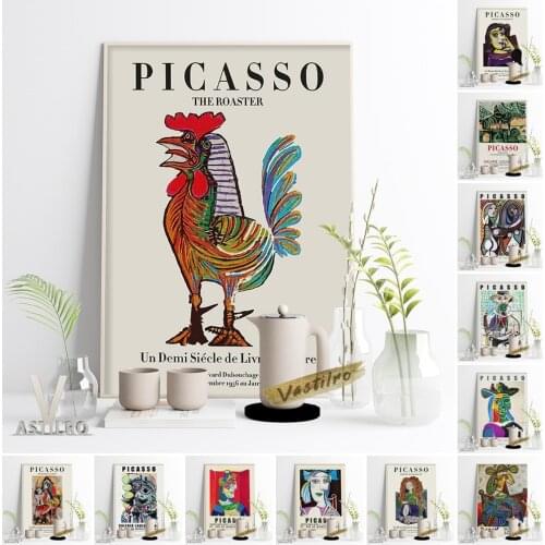 Pablo Picasso Exhibition Museum Poster Abstract Cubism Canvas Painting Living Room Wall Art Home Decor Housewarming Gift Idea