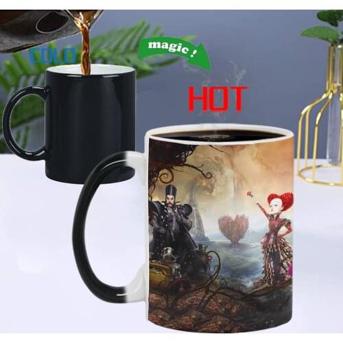 Creative Alice In Wonderland Ceramic Color Changing Cup Coffee Milk Tea Cup After Adding Hot Water Will Show A Beautiful Pattern