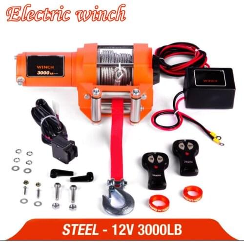 Winch car 12v Remote Control Set Electric Winch 3000lb Heavy Duty ATV Trailer 15 high tensile steel cable Electric Winch