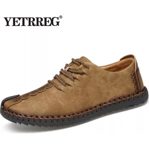 VANCAT 2018 New Comfortable Casual Shoes Loafers Men Shoes Quality Split Leather Shoes Men Flats Hot Sale Moccasins Shoes