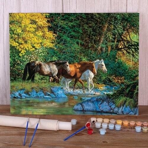 Animal Horse Flower DIY Paint By Numbers Complete Kit Acrylic Paints 50*70 Picture By Numbers Photo Handmade For Wholesale