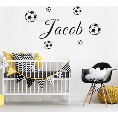 Soccer Wall Sticker Custom Name child bedroom Boys Room Vinyl decal small football wallpaper Home Decoration poster mural fq619