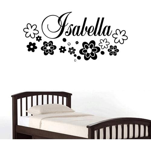 Flowers Wall Stickers Kids Bedroom DIY Home Decor Stickers Vinyl Art Wall Decals Customized Name