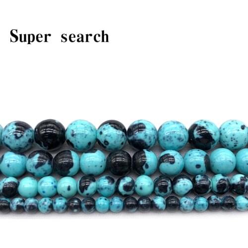 Natural Black Blue Colorful rain stones Round Loose Beads 16" Strand 4 6 8 10MM Pick Size For Jewelry diy Bracelet Woman