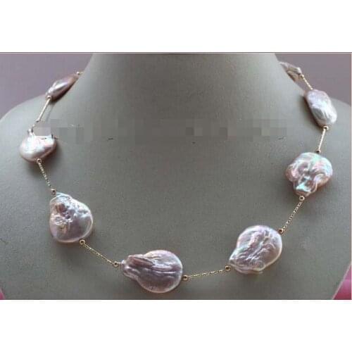 Natural 28mm Purple Baroque Reborn keshi Pearl Necklace Chain