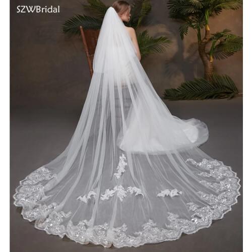 New Arrival Sequins Lace Wedding Veils Two-Layer Bridal Veil Wedding Accesorios Bridal Headwear Novia Velos Welon With Comb