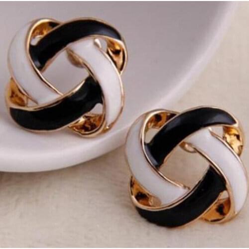 New Elegant Spiral Screw Hollow Weave Female Simple Alloy Stud Earrings Jewelry