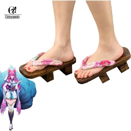 ROLECOS Spirit Blossom Ahri Cosplay Shoes Cosplay Game LOL Spirit Blossom Ahri Shoes Japanese Geta Women Shoes Halloween