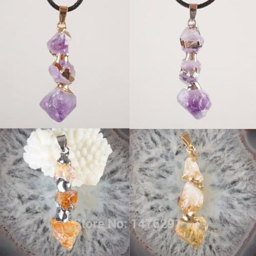 Charming Purple Crystal Yellow Crystal Irregular Bead Pendant 1PCS